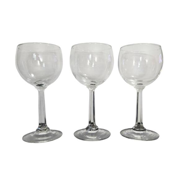 Set of 3 Libbey Clear Wine Goblets 6" USA Vintage 1970s–1990s Stemware - Picture 1 of 4